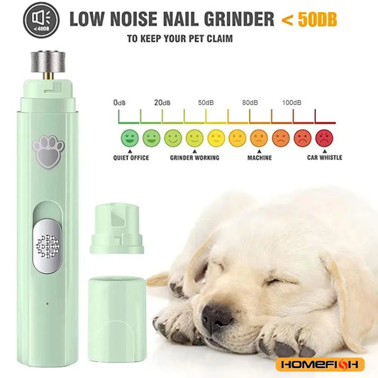 Electric Pet Nail Grinder | USB Rechargeable Painless Nail Trimmer for Dogs & Cats