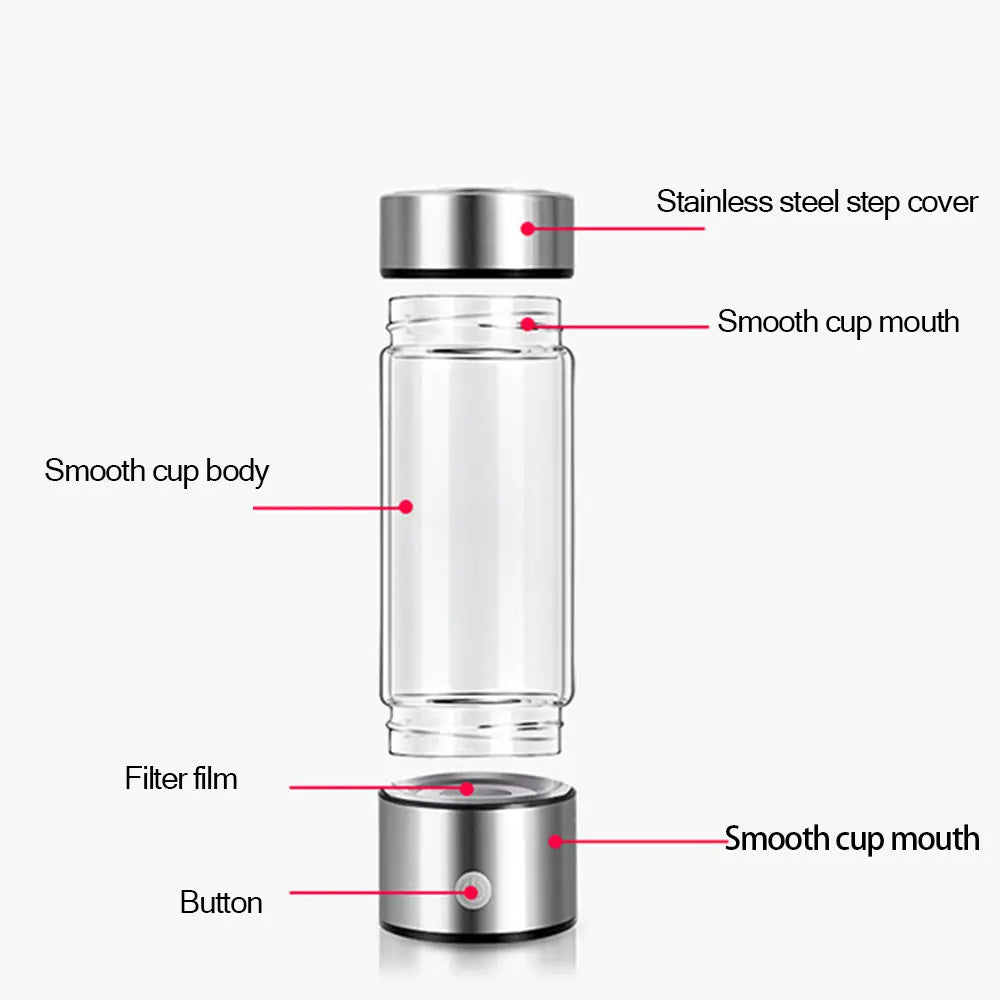 Hydrogen Rich Water Generator Bottle | 420ml Portable Ionizer Cup