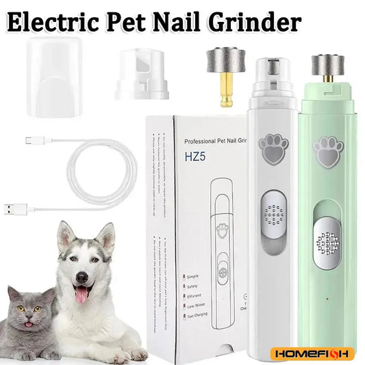 Electric Pet Nail Grinder | USB Rechargeable Painless Nail Trimmer for Dogs & Cats