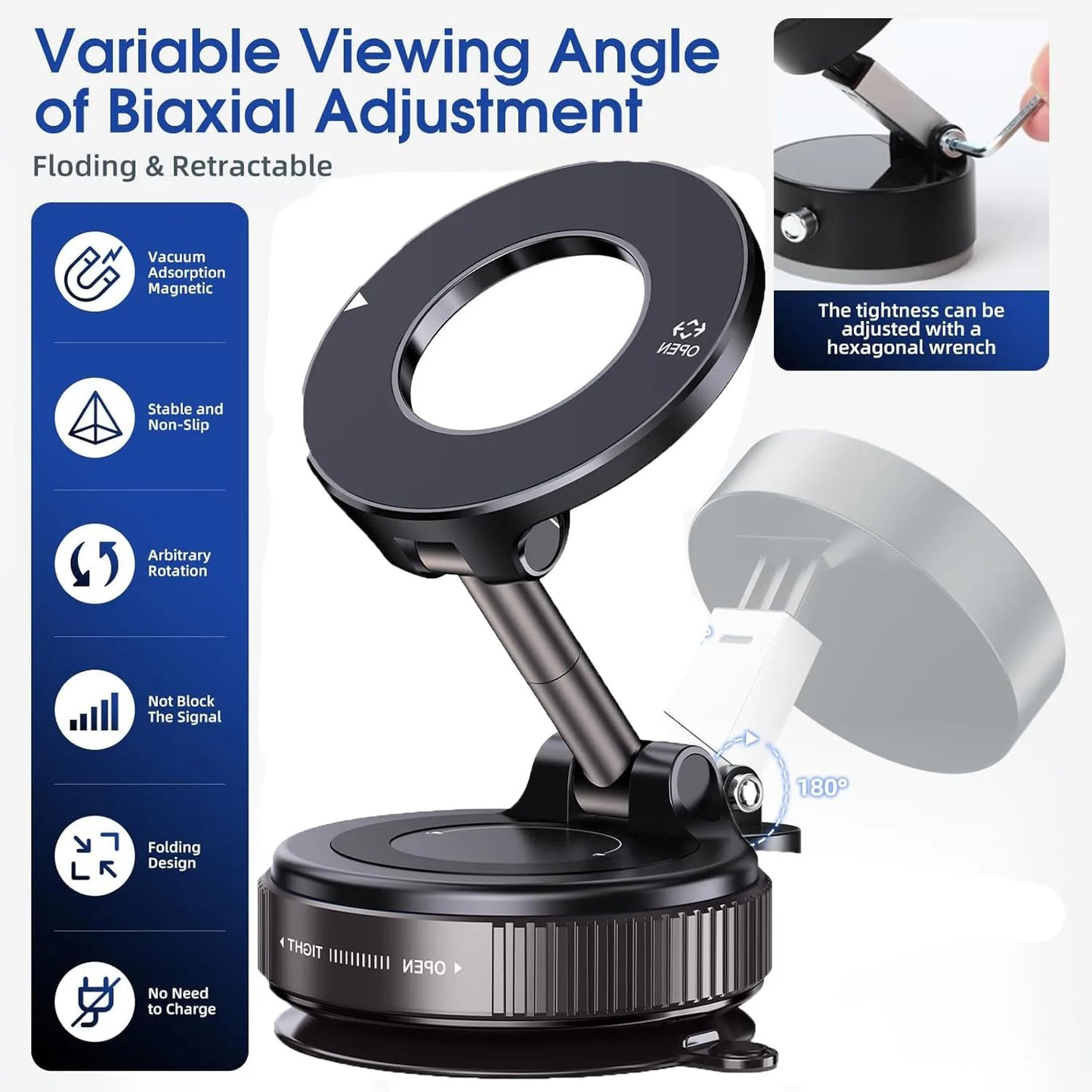 Magnetic Car Phone Mount | 360° Adjustable MagSafe Compatible Holder