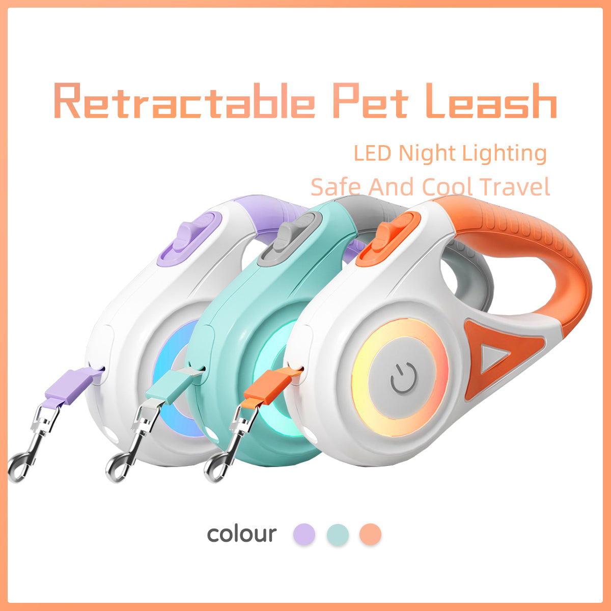 Retractable Dog Leash with LED Spotlight — Automatic Traction Rope for Small & Medium Dogs